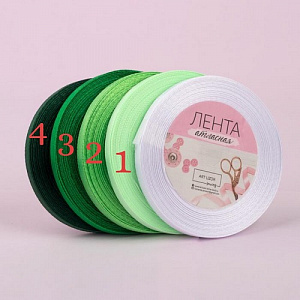 Лента атласная, 6 мм, зеленый № 1