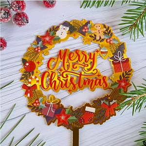 Топпер «Merry Christmas» рождественский венок